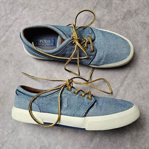 Men's POLO Ralph Lauren Canvas Oxford Shoes Size 8.5 FAXON LOW - Picture 1 of 7